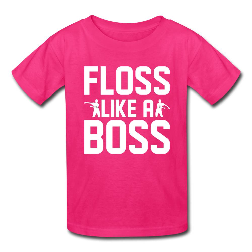 Floss Like A Boss Kid's Fortnite Video Game T-Shirt - fuchsia