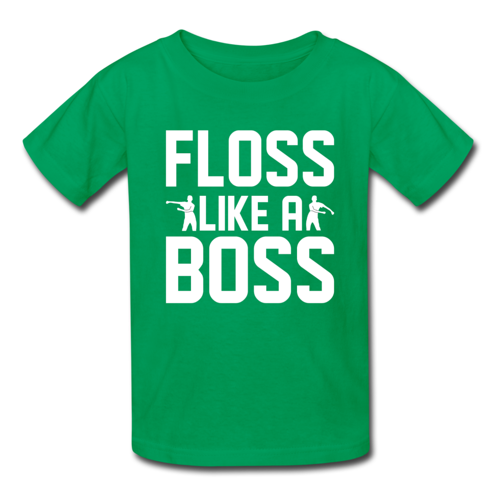 Floss Like A Boss Kid's Fortnite Video Game T-Shirt - kelly green