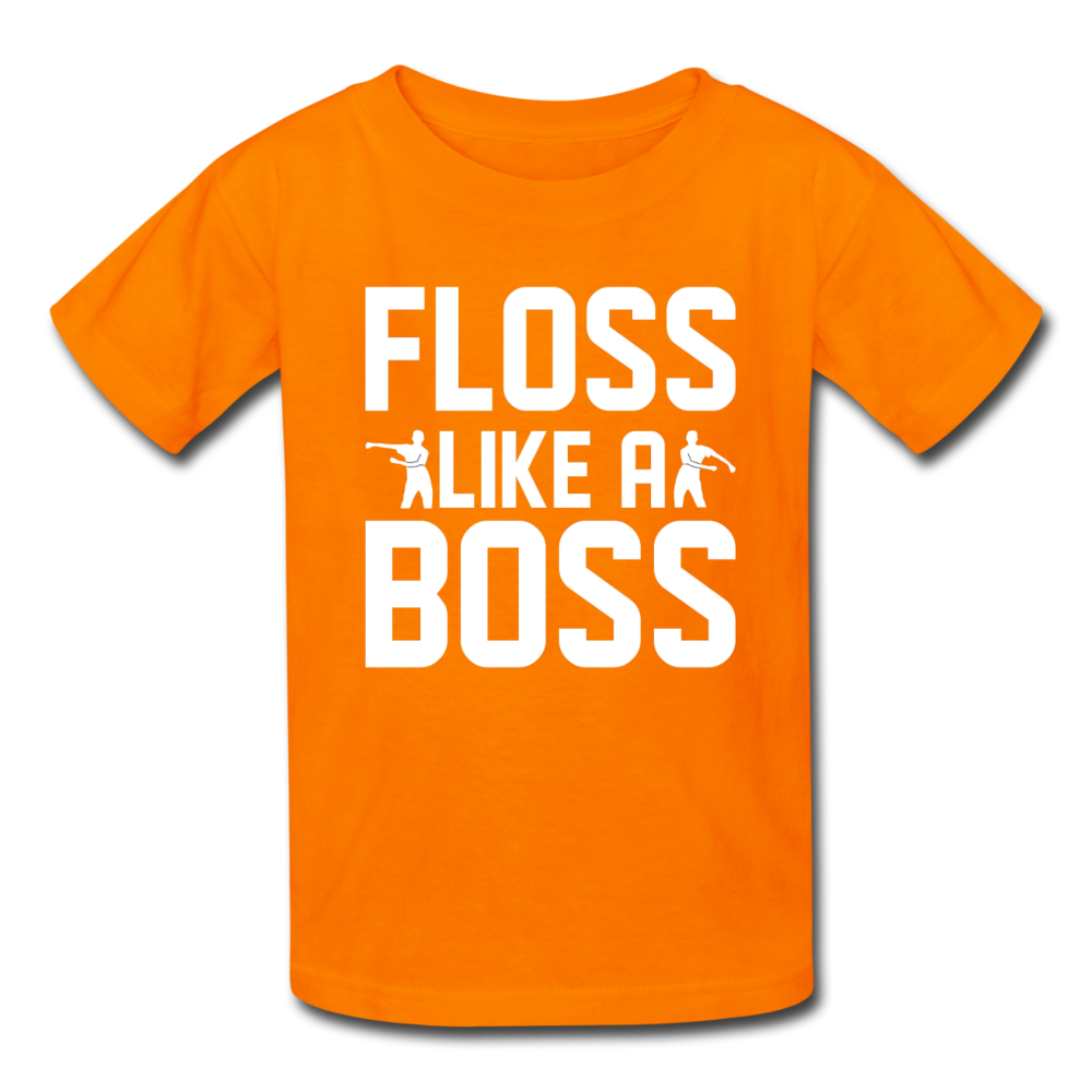 Floss Like A Boss Kid's Fortnite Video Game T-Shirt - orange