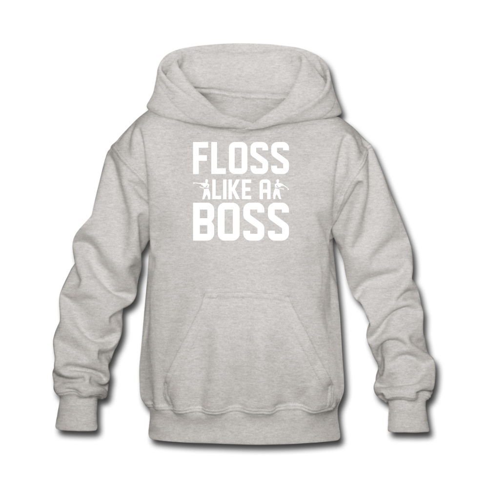 Floss Like A Boss Kid's Hoodie Fortnite Video Game Sweatshirt - heather gray