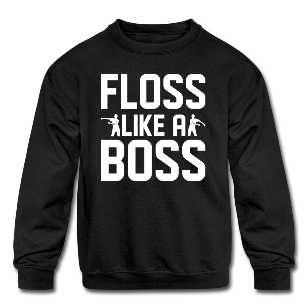 Floss Like A Boss Kid's Crewneck Fortnite Video Game Sweatshirt - black