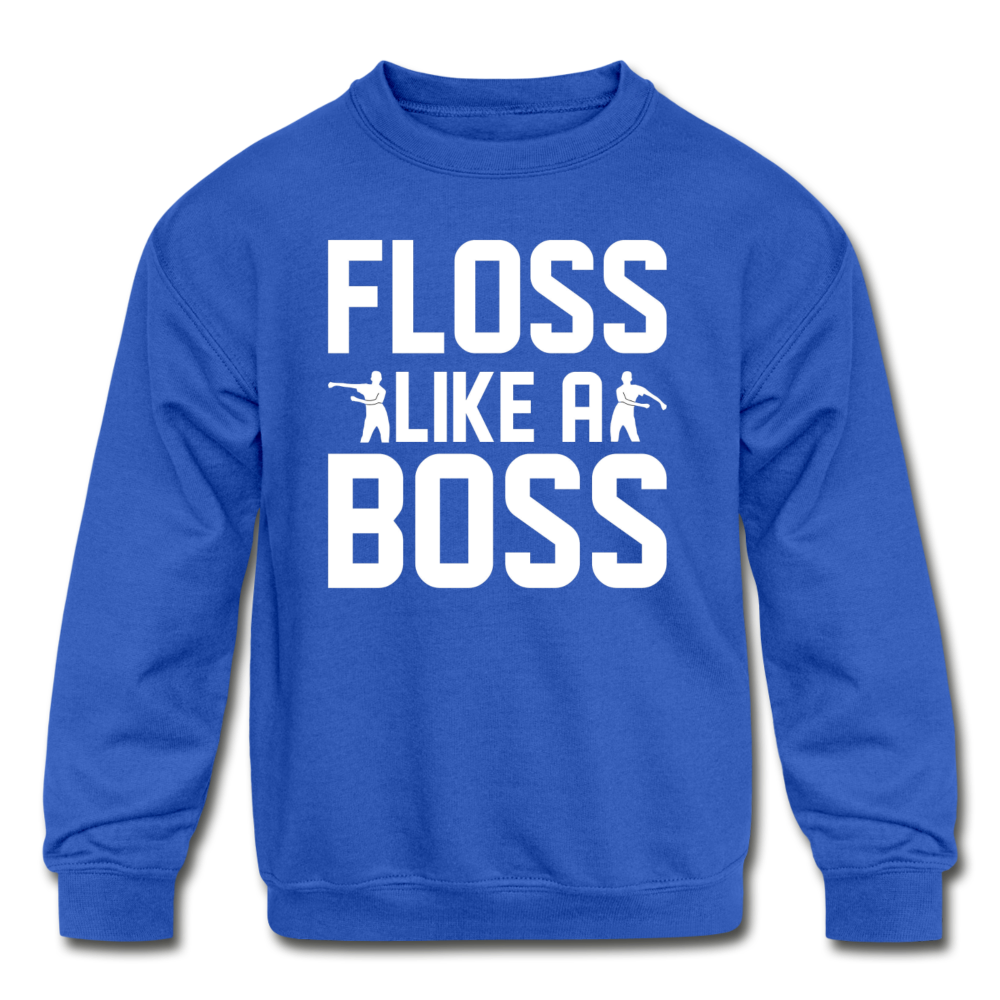 Floss Like A Boss Kid's Crewneck Fortnite Video Game Sweatshirt - royal blue