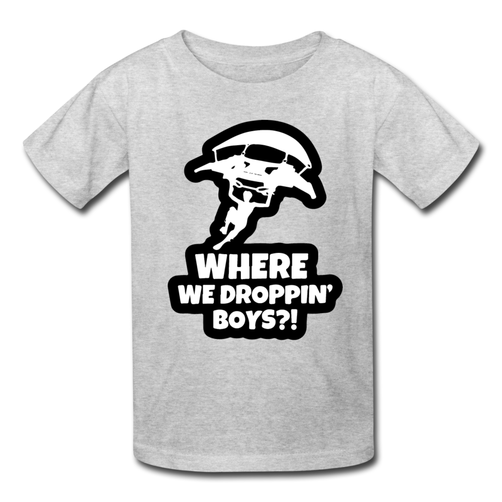 Where We Droppin' Kid's Fortnite Video Game T-Shirt - heather gray