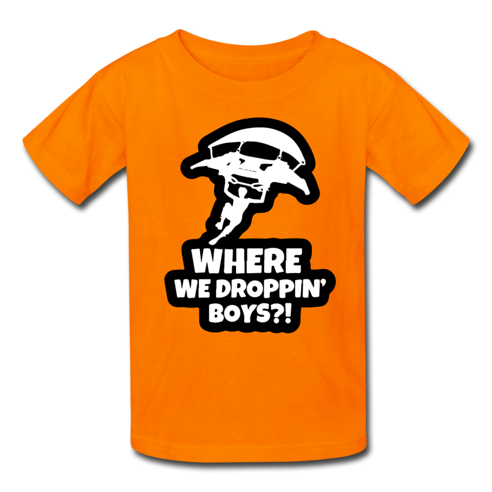 Where We Droppin' Kid's Fortnite Video Game T-Shirt - orange