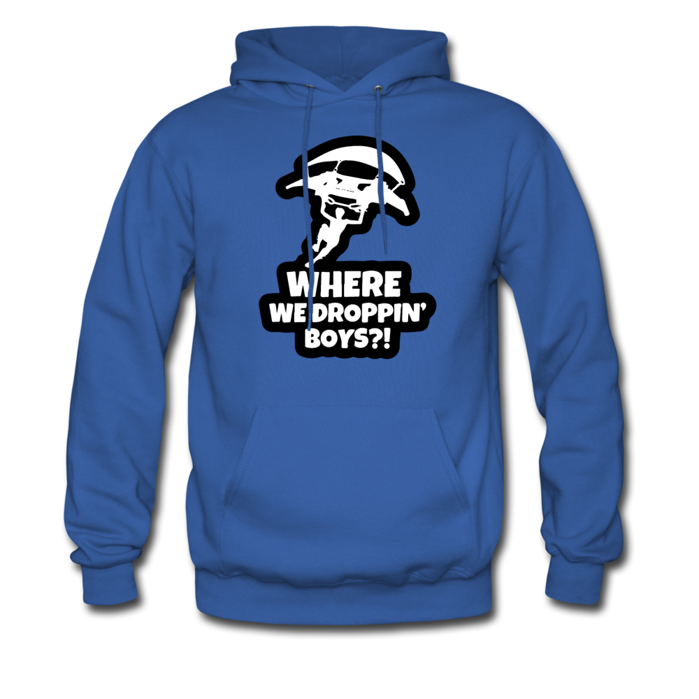 Where We Droppin' Hoodie Fortnite Video Game Sweatshirt - royal blue