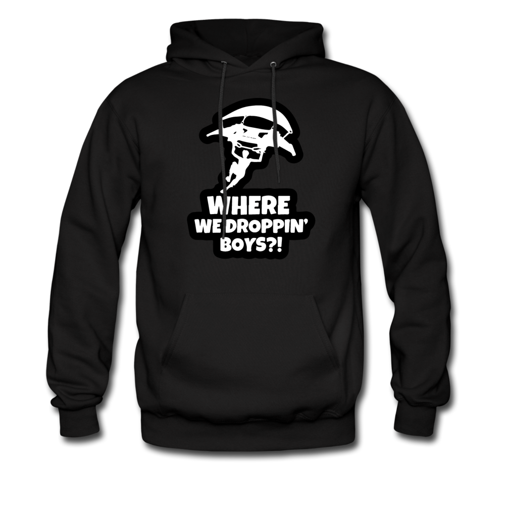 Where We Droppin' Hoodie Fortnite Video Game Sweatshirt - black