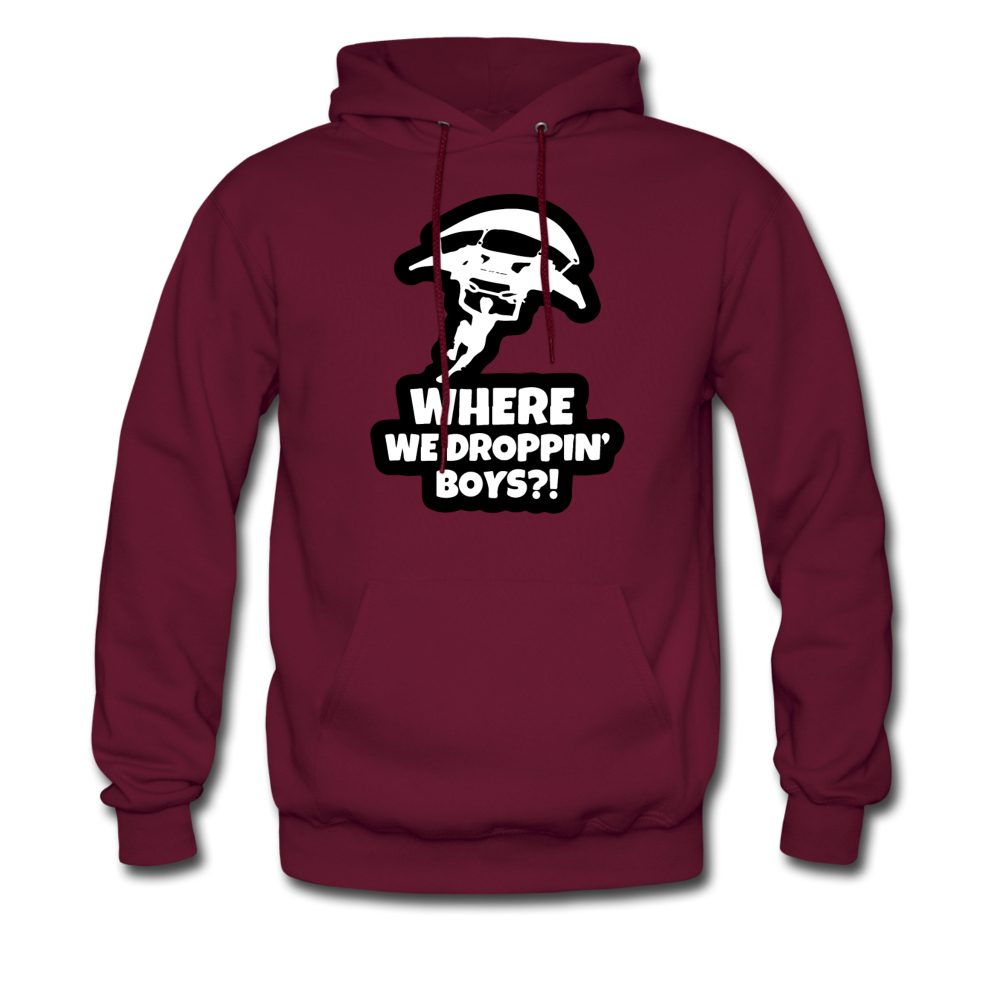 Where We Droppin' Hoodie Fortnite Video Game Sweatshirt - burgundy