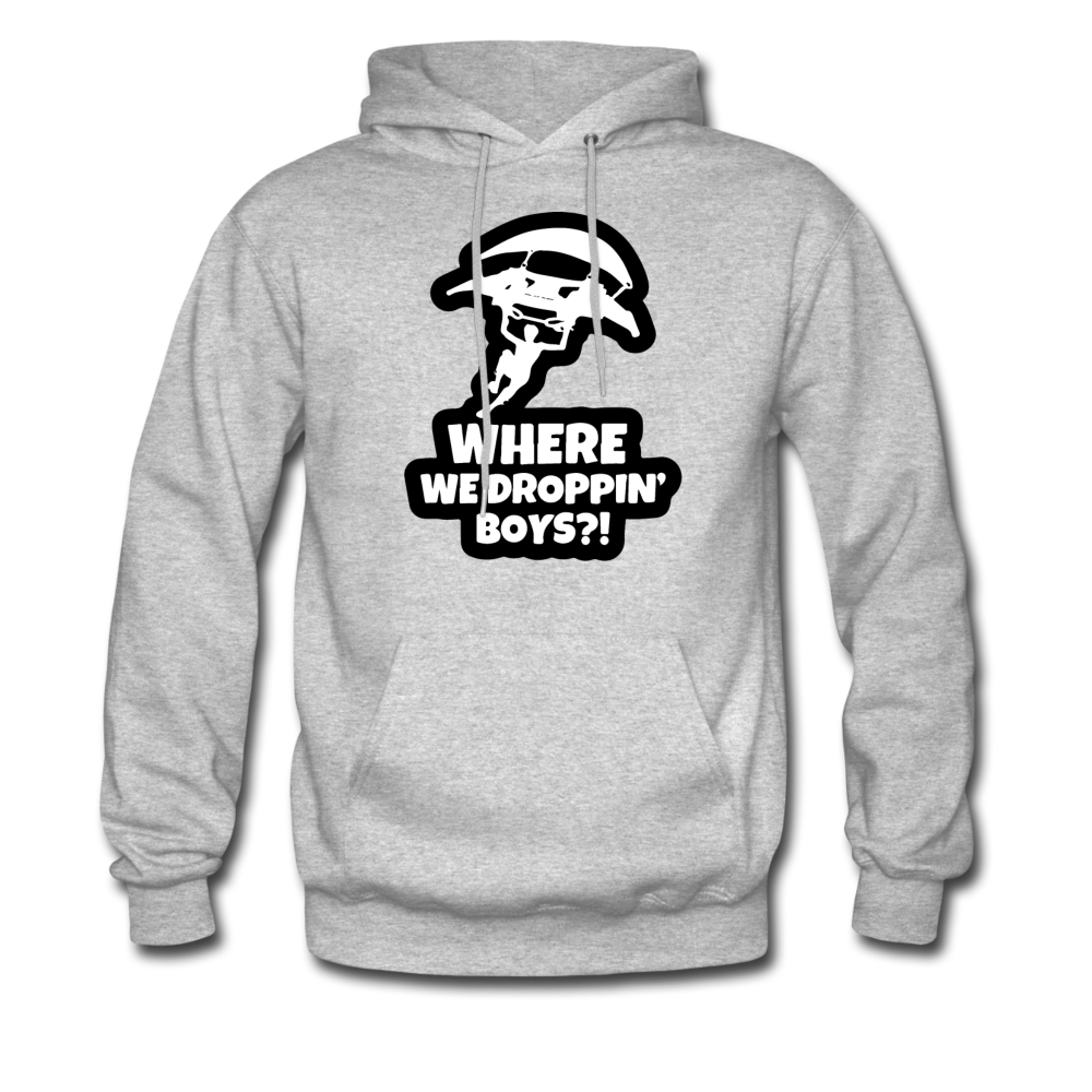 Where We Droppin' Hoodie Fortnite Video Game Sweatshirt - heather gray