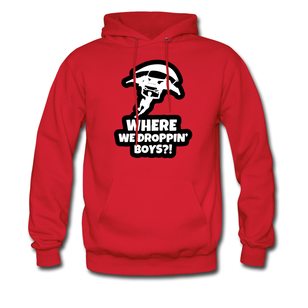 Where We Droppin' Hoodie Fortnite Video Game Sweatshirt - red