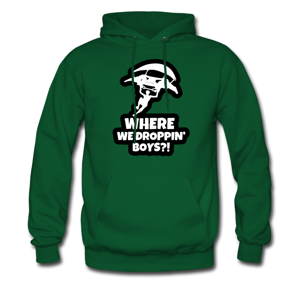 Where We Droppin' Hoodie Fortnite Video Game Sweatshirt - forest green