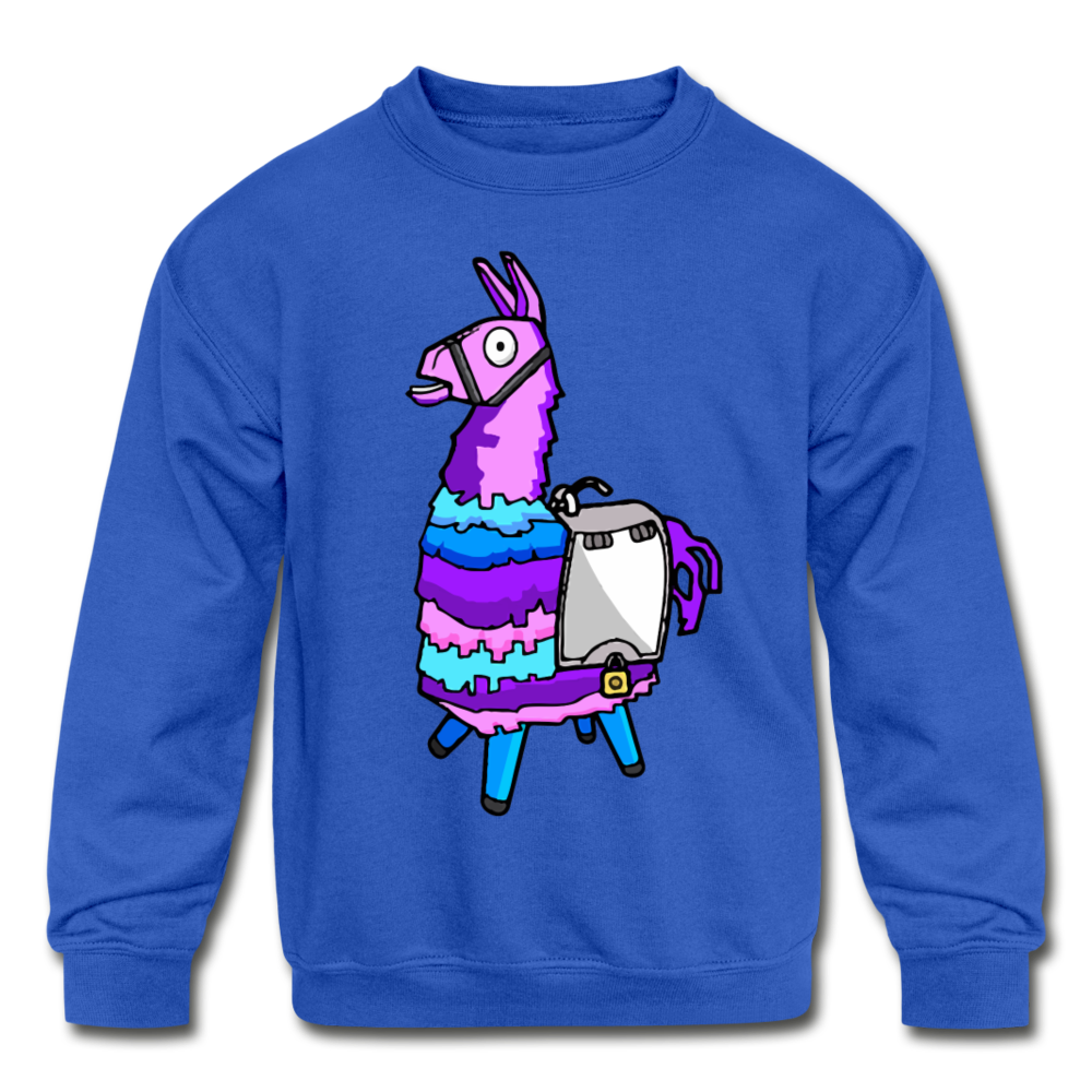 Loot Llama Crewneck Kid's Fortnite Video Game Sweatshirt - royal blue