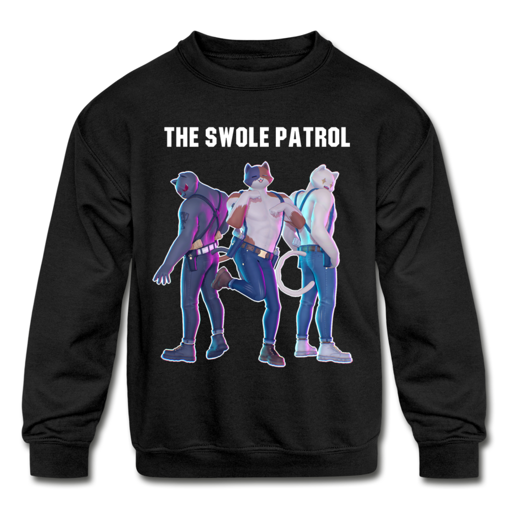 Ghost Meowscles Kids' Crewneck Fortnite Video Game Sweatshirt - black