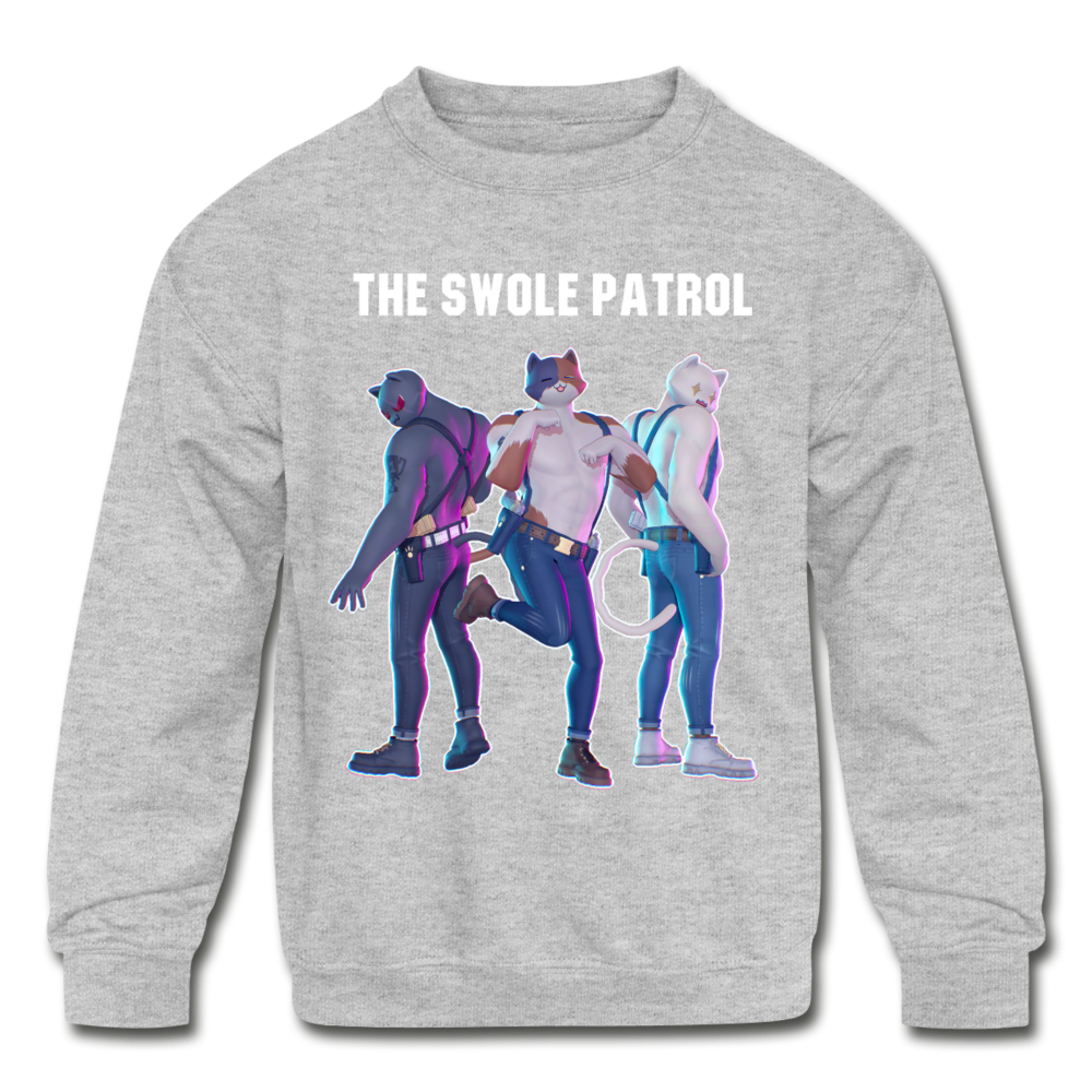 Ghost Meowscles Kids' Crewneck Fortnite Video Game Sweatshirt - heather gray