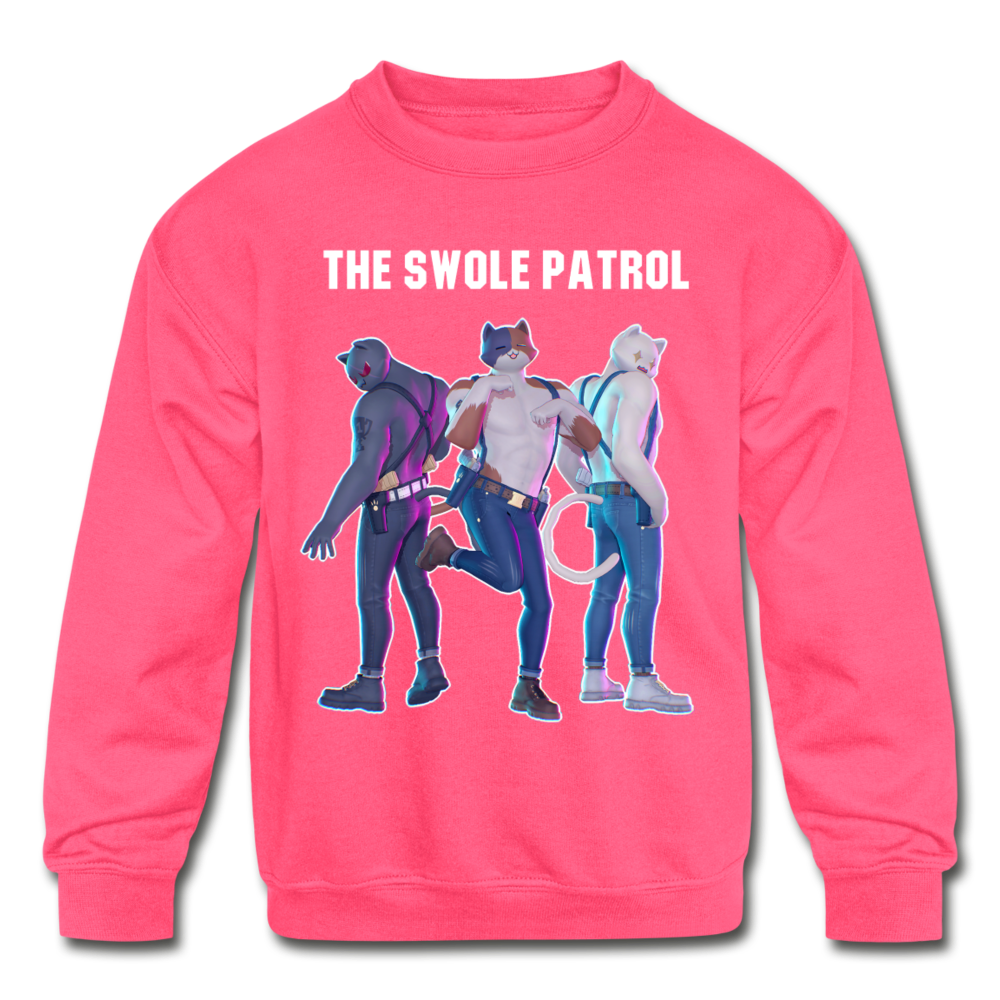 Ghost Meowscles Kids' Crewneck Fortnite Video Game Sweatshirt - neon pink