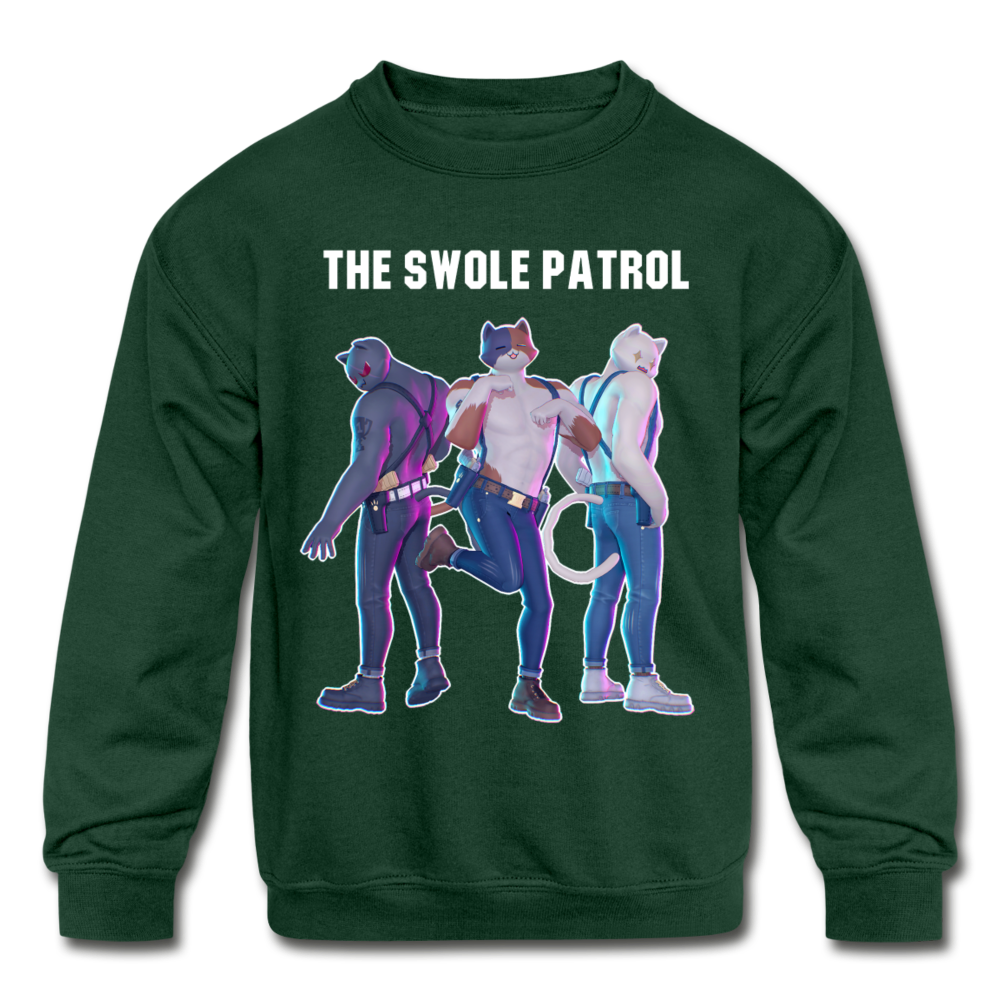 Ghost Meowscles Kids' Crewneck Fortnite Video Game Sweatshirt - forest green