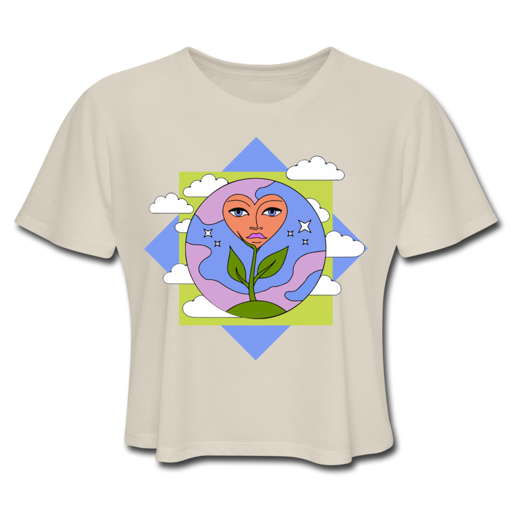 Cloudy Love Flower Cropped T-Shirt - dust