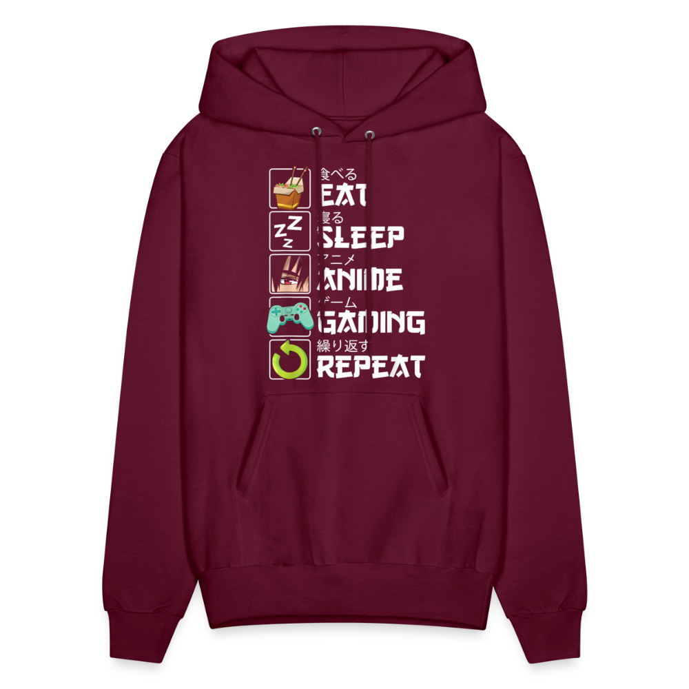 Eat Sleep Anime Gaming Repeat Premium Unisex Hoodie Sweatshirt - burgundy
