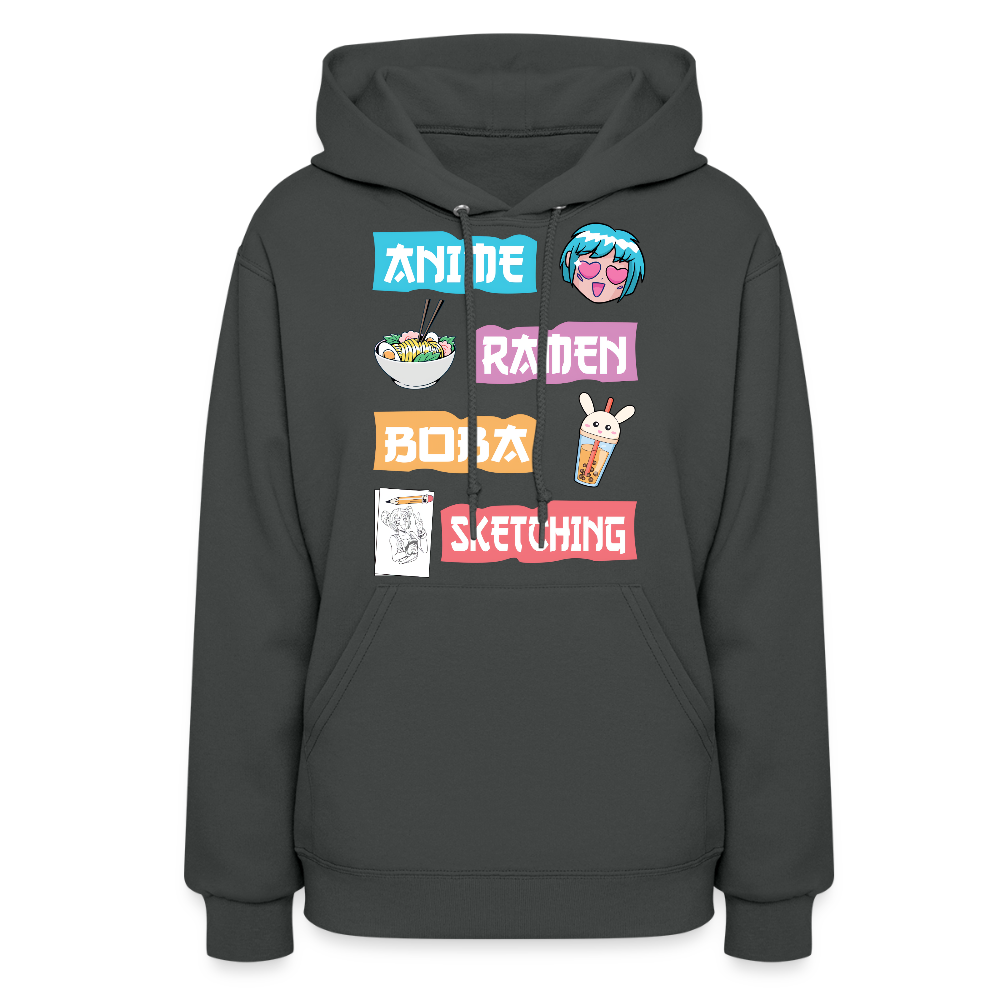 Anime Ramen Boba Sketching Anime Lover Premium Women's Hoodie Sweatshirt - asphalt