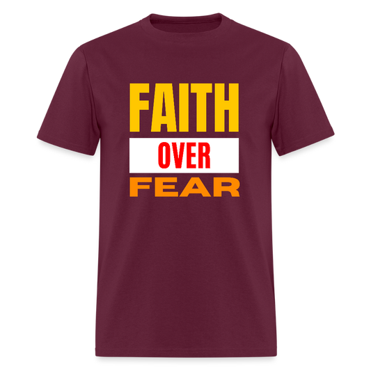 Faith Over Fear Bold Christian Unisex T-Shirt - burgundy