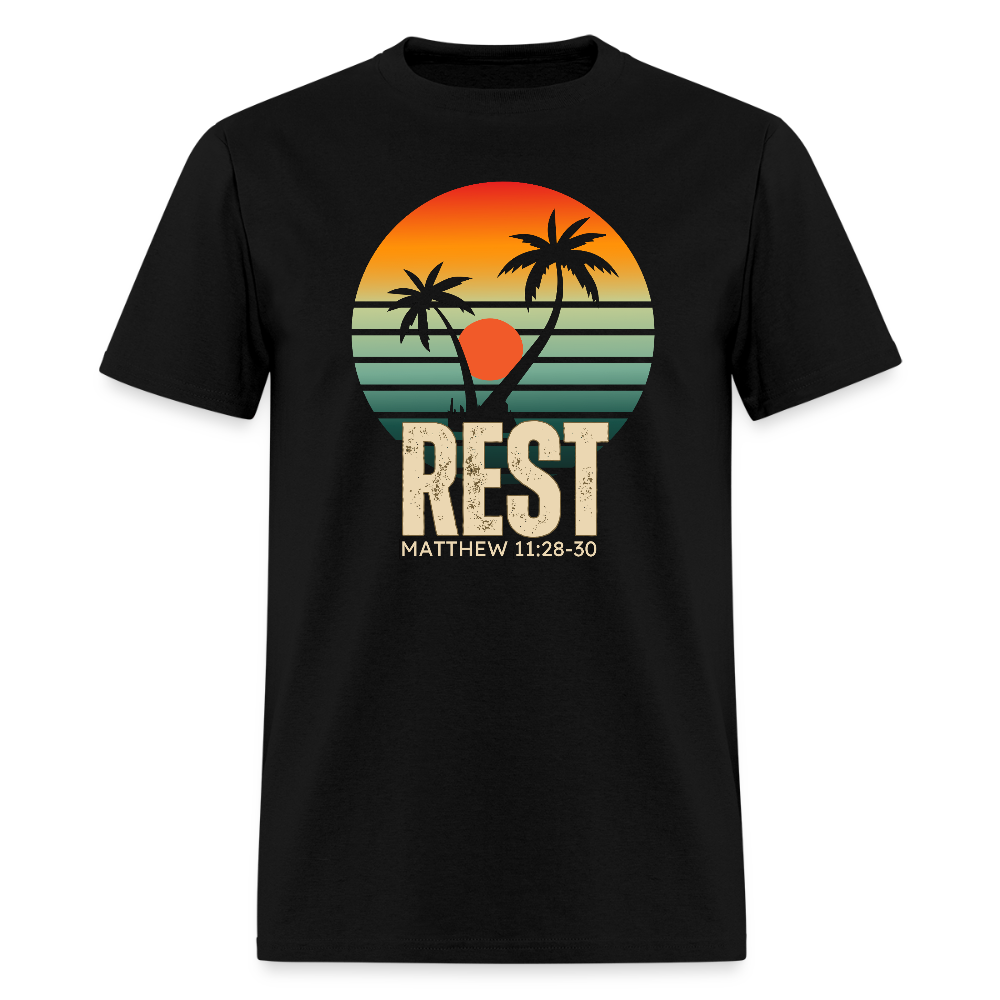 Rest Matthew 11:28-30 Christian Unisex Classic T-Shirt - black