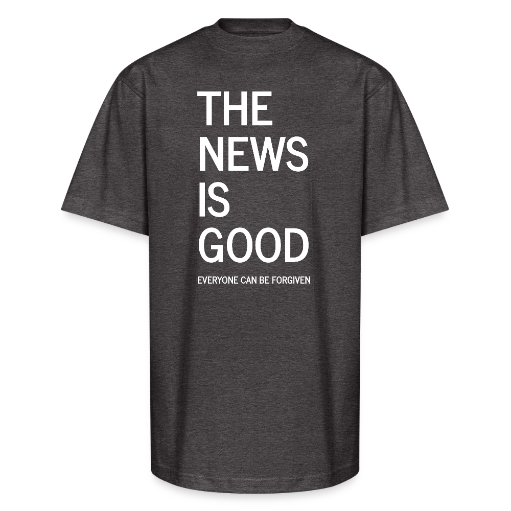 The News is Good Oversized Unisex  Heavyweight Christian T-Shirt - charcoal grey