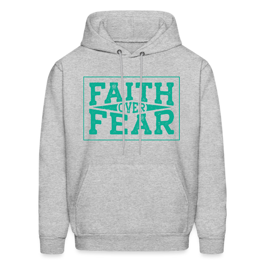 Faith Over Fear Retro Unisex Christian Hoodie Sweatshirt - heather gray