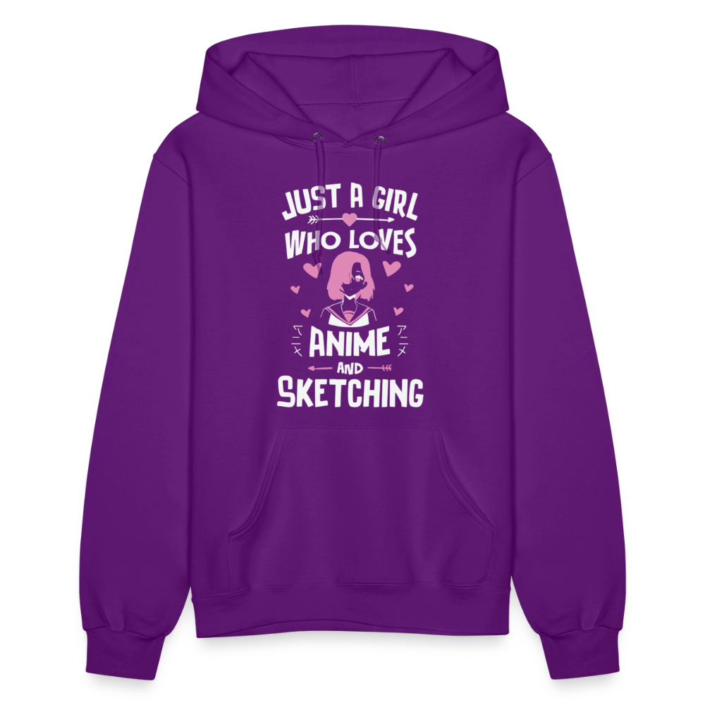Just A Girl Who Loves Anime and Sketching III Premium Women's Hoodie Sweatshirt - purple