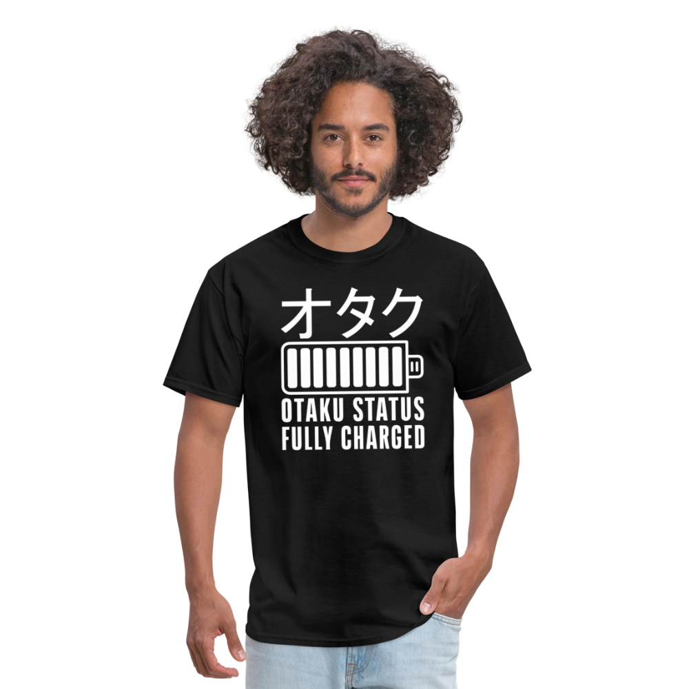 Otaku Status Fully Charged Japanese Anime Premium Unisex T-Shirt - black