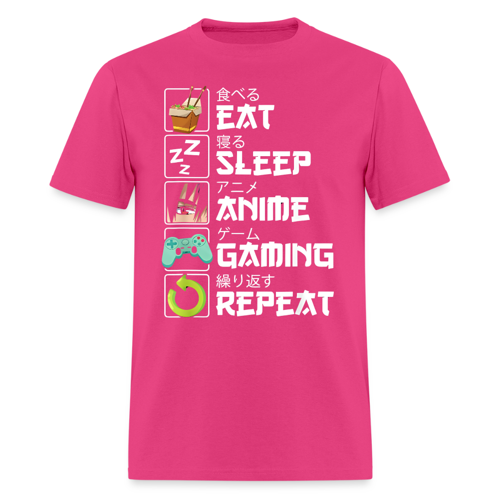 Eat Sleep Anime Gaming Repeat Premium Unisex T-Shirt - fuchsia