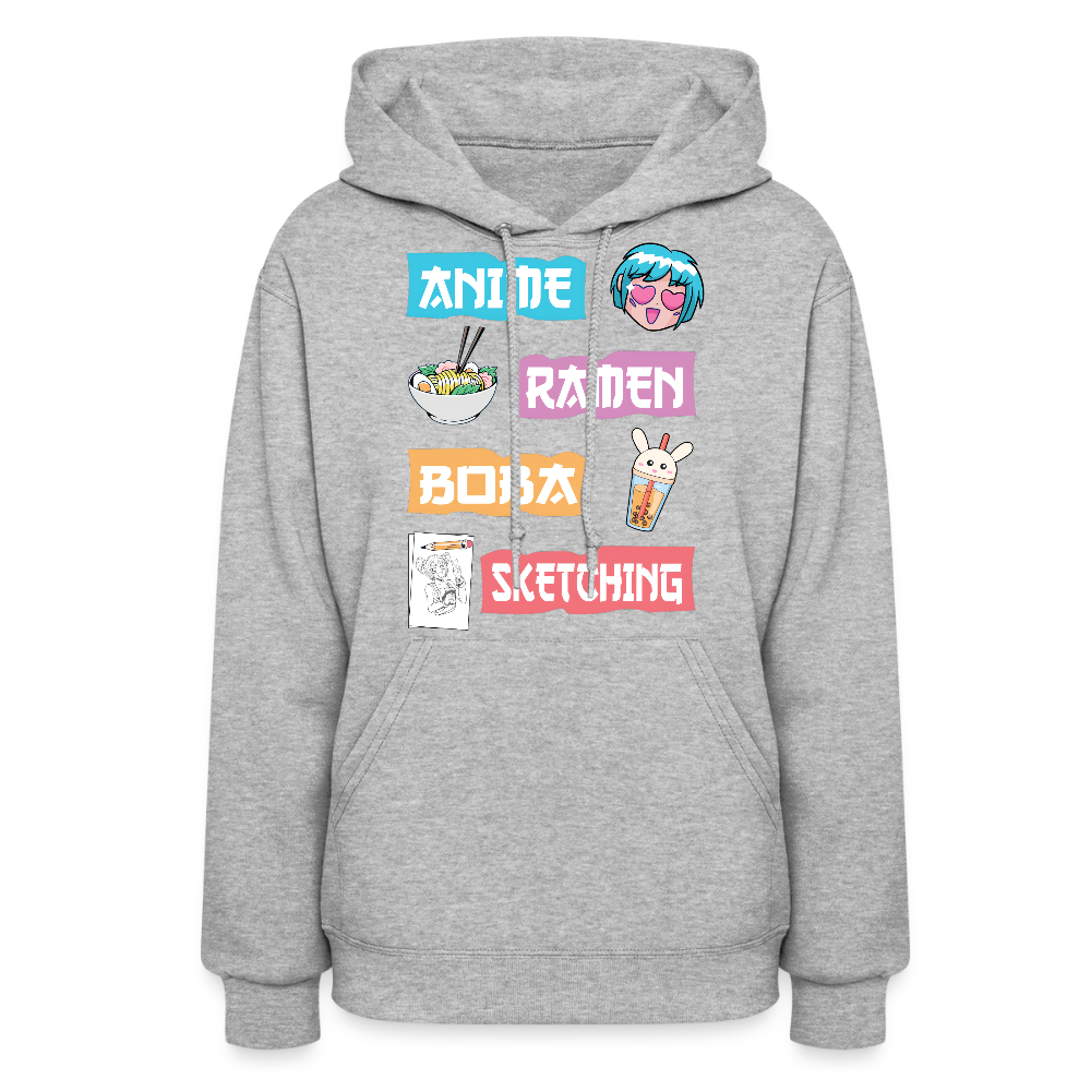 Anime Ramen Boba Sketching Anime Lover Premium Women's Hoodie Sweatshirt - heather gray