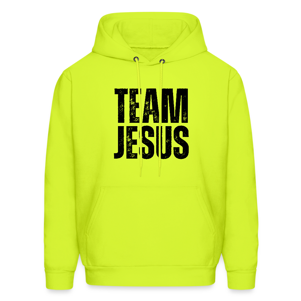 Team Jesus Weathered Print Unisex Christian Hoodie Sweatshirt - safety green