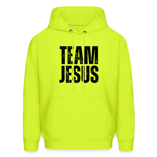 Team Jesus Weathered Print Unisex Christian Hoodie Sweatshirt - safety green