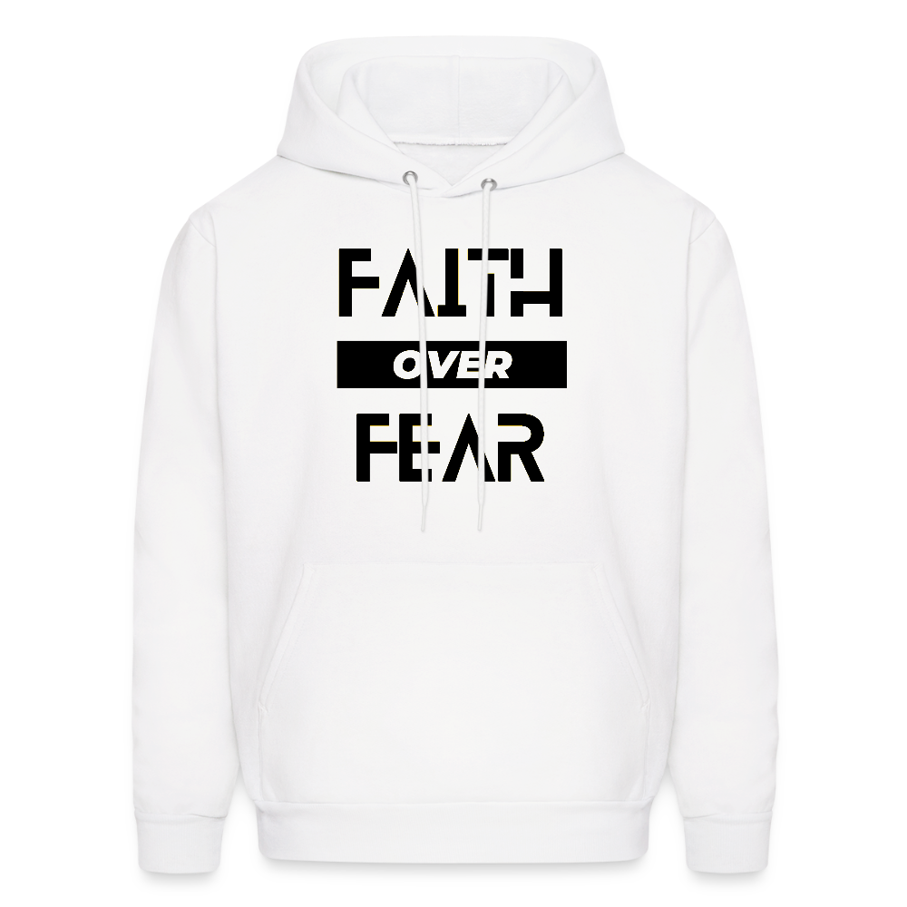 Faith Over Fear Block Christian Unisex Hoodie Sweatshirt - white