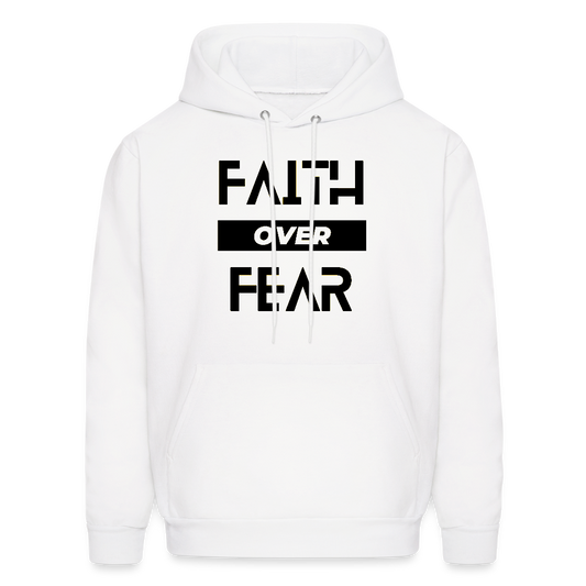 Faith Over Fear Block Christian Unisex Hoodie Sweatshirt - white