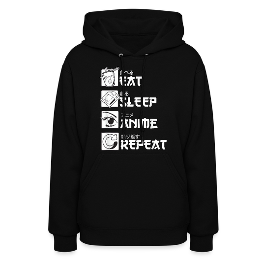 Eat Sleep Anime Repeat Premium Women's Hoodie Sweatshirt - black