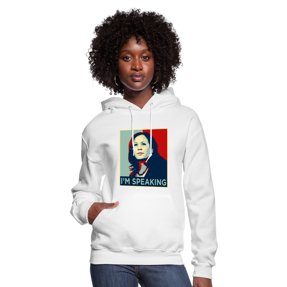 Kamala Harris President 2024 I'm Speaking Women's Hoodie - white