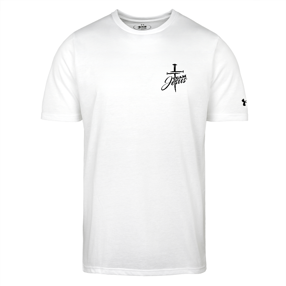Team Jesus Spikes Authentic Under Armour Men's Athletic 2.0 Christian Workout T-Shirt - white