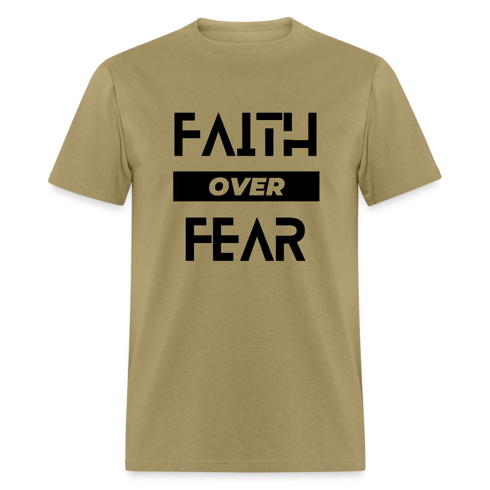 Faith Over Fear Block Christian Unisex T-Shirt - khaki