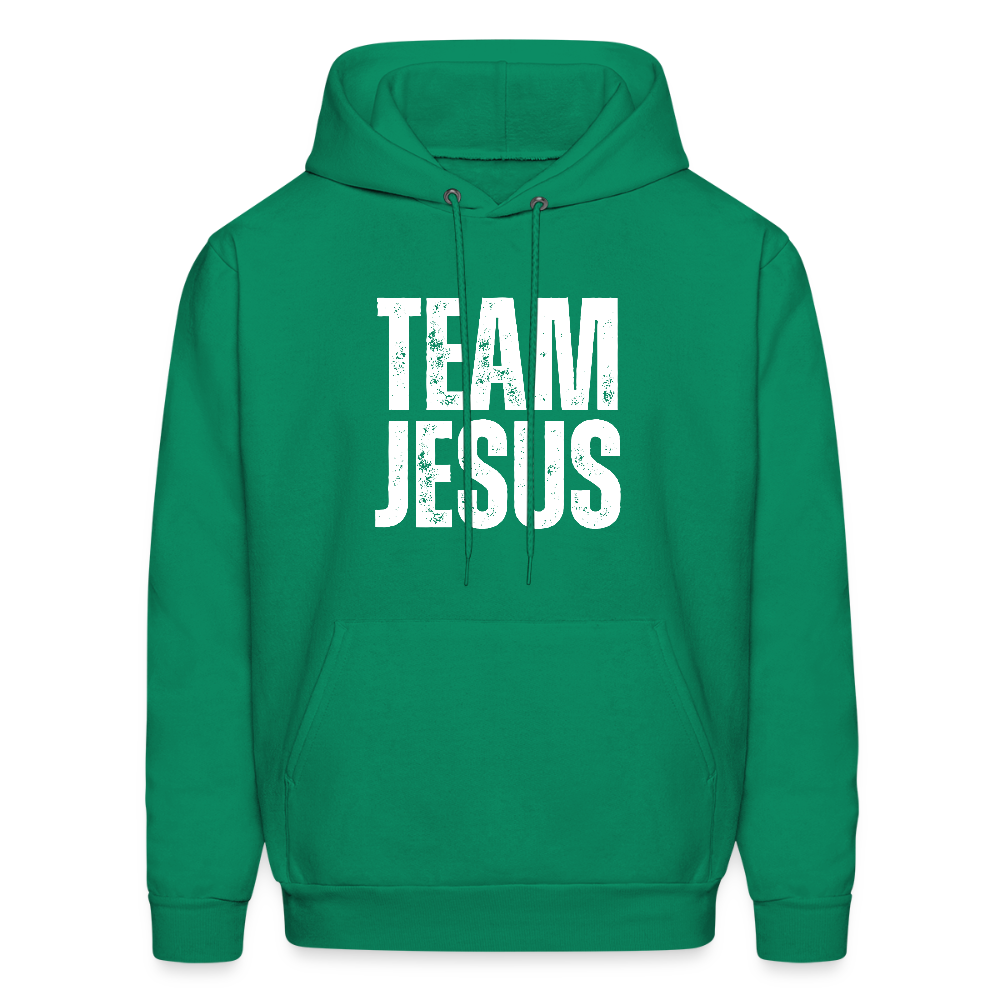 Team Jesus Weathered White Print Unisex Christian Hoodie Sweatshirt - kelly green