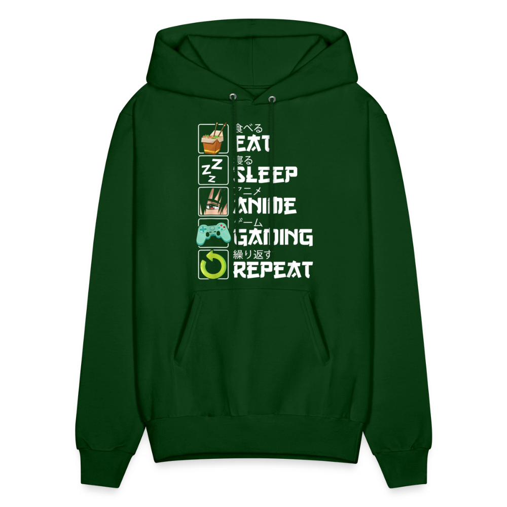 Eat Sleep Anime Gaming Repeat Premium Unisex Hoodie Sweatshirt - forest green