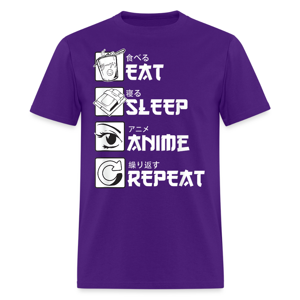 Eat Sleep Anime Repeat Premium Unisex T-Shirt - purple