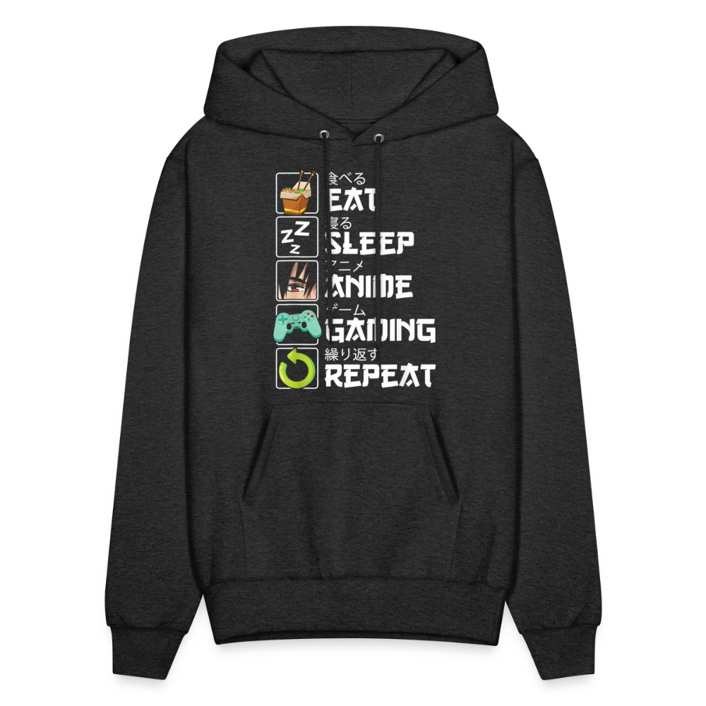 Eat Sleep Anime Gaming Repeat Premium Unisex Hoodie Sweatshirt - charcoal grey