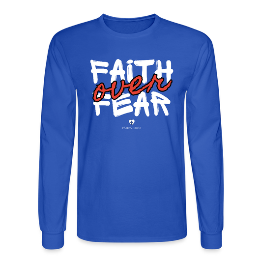 Faith Over Fear Psalms 118:6 Christian Unisex Long Sleeve T-Shirt - royal blue