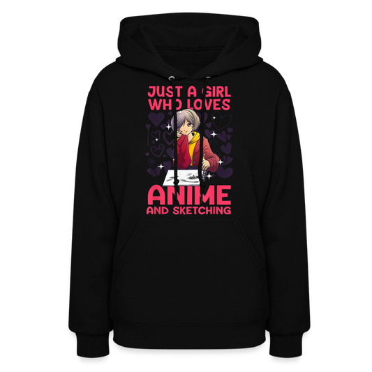 Just A Girl Who Loves Anime and Sketching IV Premium Women's Hoodie Sweatshirt - black
