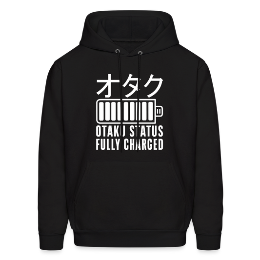 Otaku Status Fully Charged Japanese Anime Premium Unisex Hoodie Sweatshirt - black