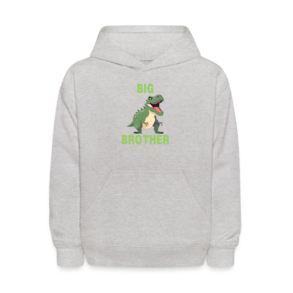 Youth Big Brother T-Rex Dinosaur Hoodie Sweatshirt - heather gray