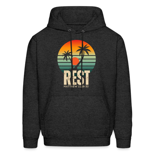 Rest Matthew 11:28-30 Christian Unisex Hoodie Sweatshirt - charcoal grey