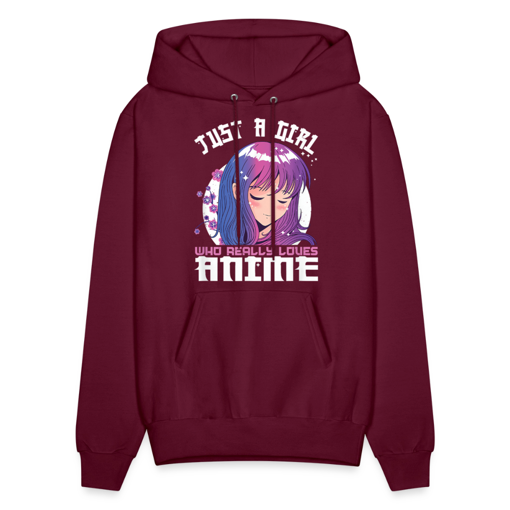 Just A Girl Who Really Loves Anime Unisex Hoodie Sweatshirt - burgundy