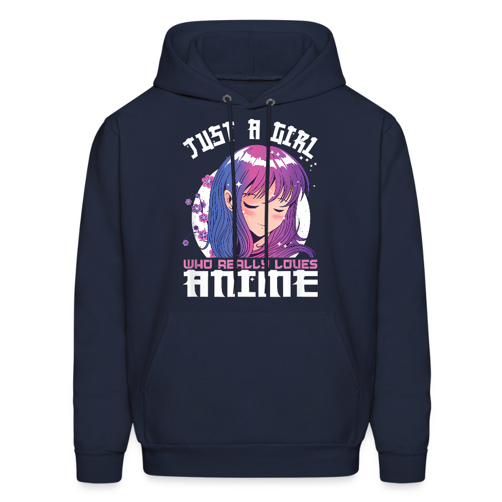 Just A Girl Who Really Loves Anime Unisex Hoodie Sweatshirt - navy
