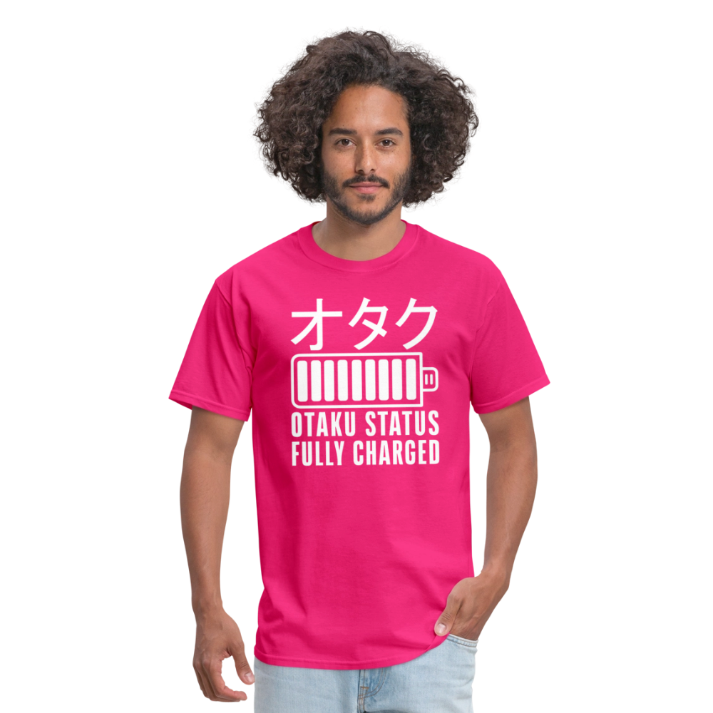 Otaku Status Fully Charged Japanese Anime Premium Unisex T-Shirt - fuchsia